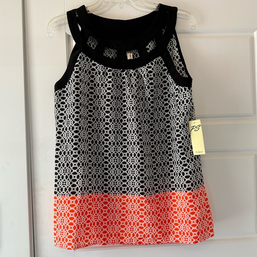Women’s Black and Orange sleeveless top NWT